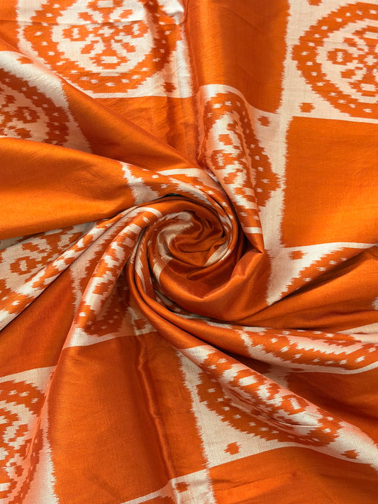 Saumil~Ikkat Saree Rust White
