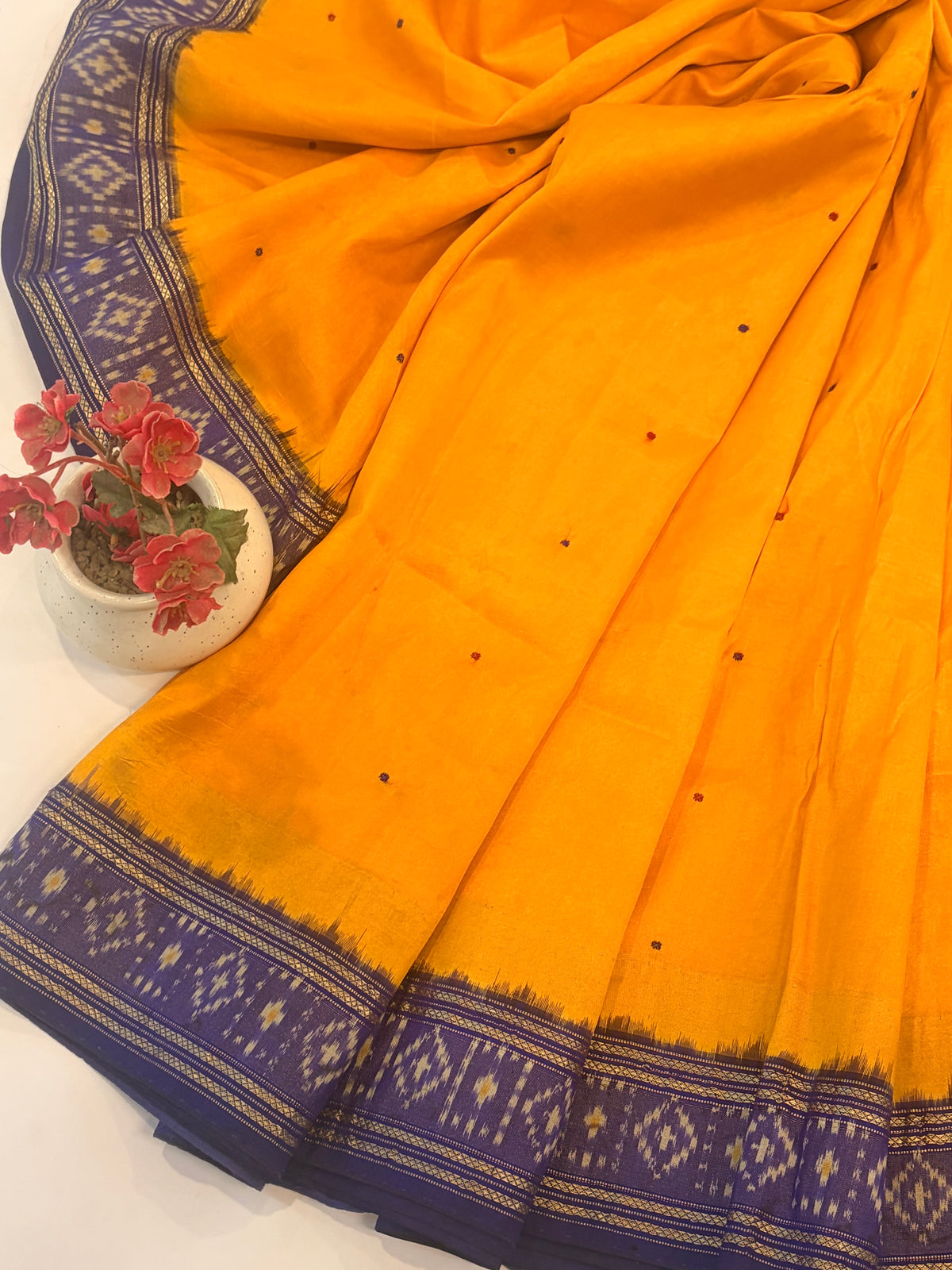 Sankalpa~Ikkat Saree Yellow Blue