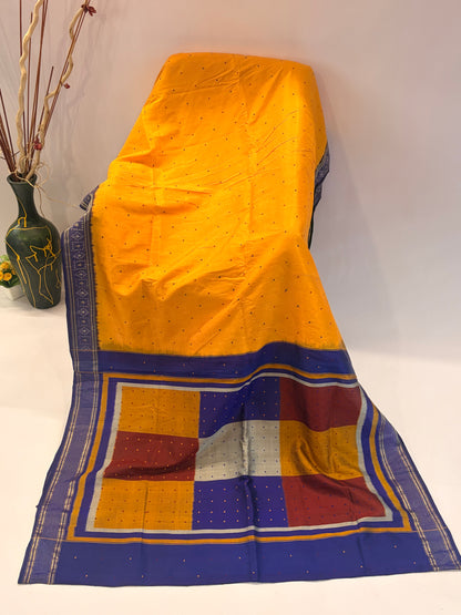 Sankalpa~Ikkat Saree Yellow Blue