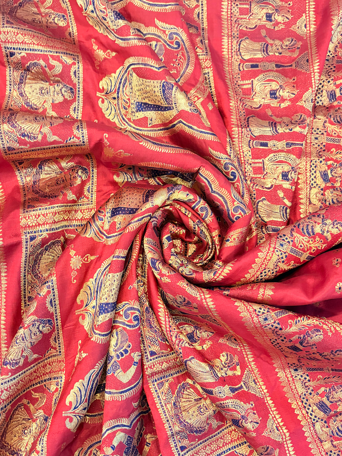 Satyabhama~Meenakari Swarnchari Saree Rust Maroon
