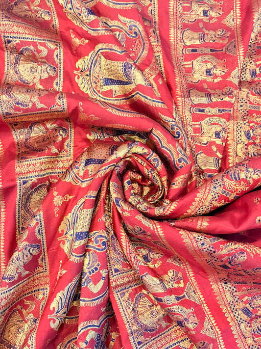 Satyabhama~Meenakari Swarnchari Saree Rust Maroon