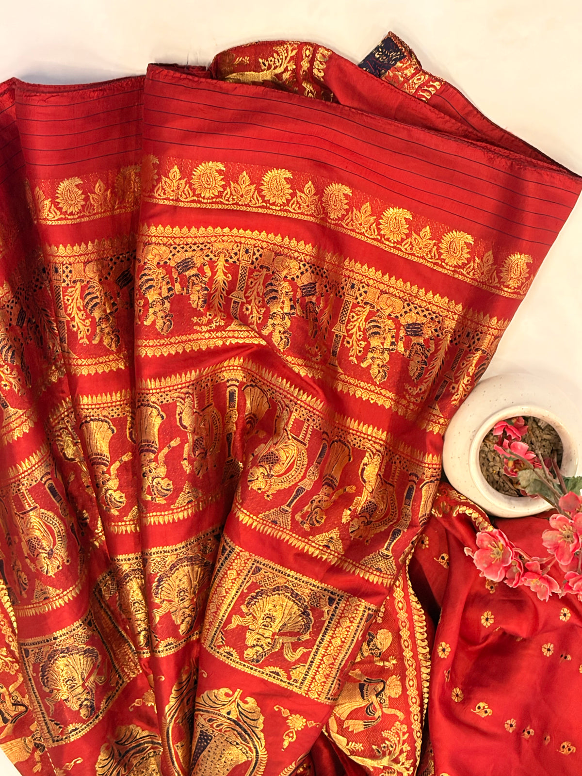 Satyabhama~Meenakari Swarnchari Saree Rust Maroon