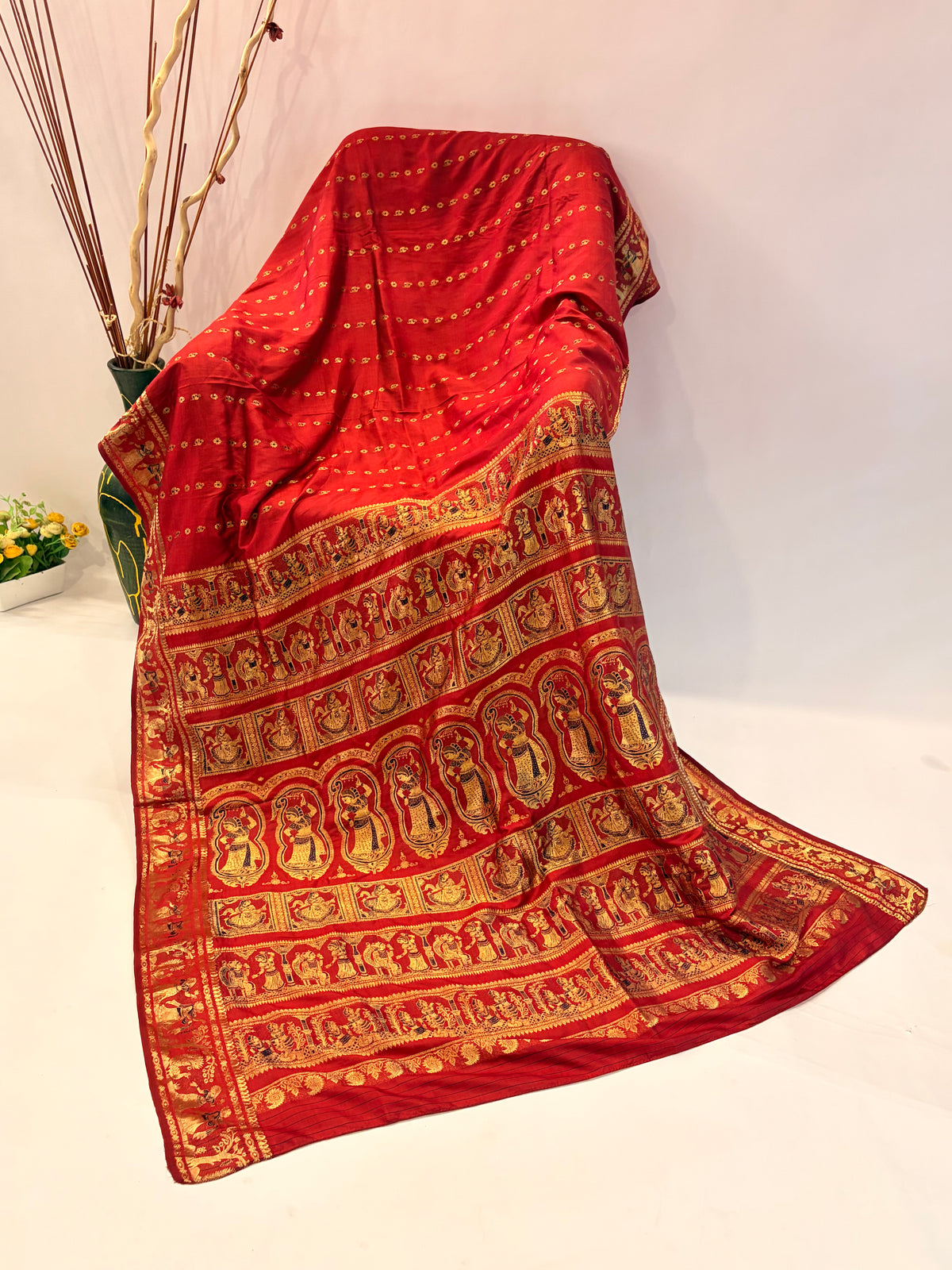 Satyabhama~Meenakari Swarnchari Saree Rust Maroon