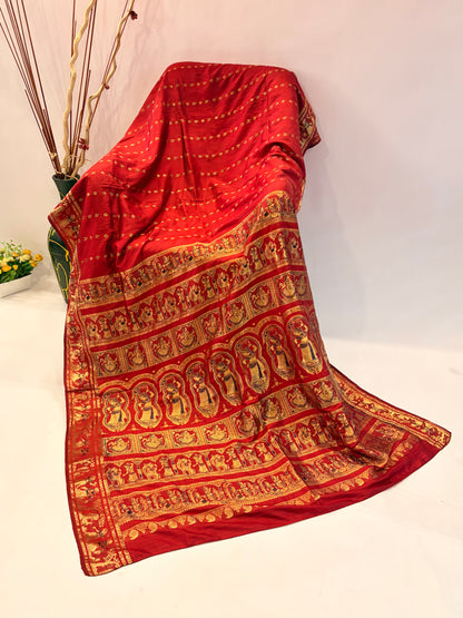 Satyabhama~Meenakari Swarnchari Saree Rust Maroon