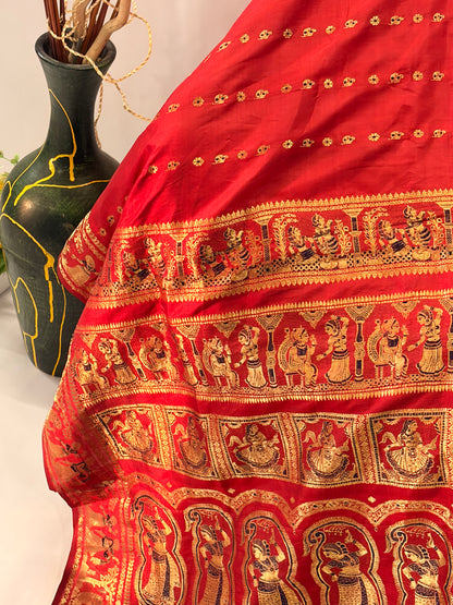 Satyabhama~Meenakari Swarnchari Saree Rust Maroon