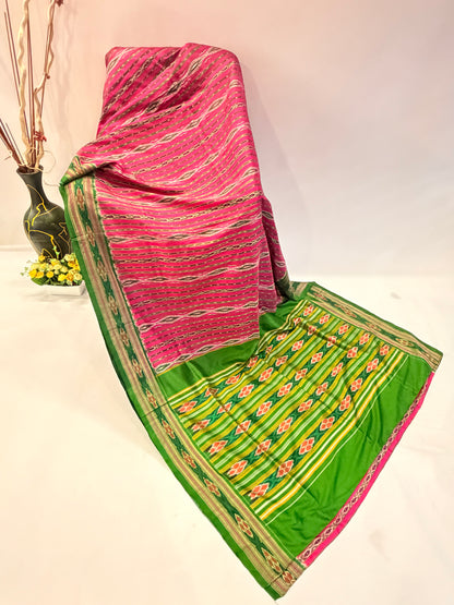 Preeti~Pochampally saree Pink Green