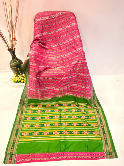 Preeti~Pochampally saree Pink Green