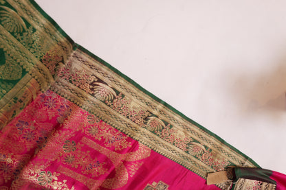 Swara~Banarsee Saree Pink Green