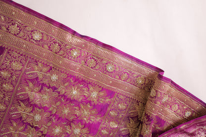 Padmam~ Embroidered Banarasee Saree Pink