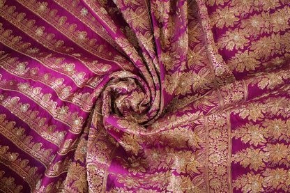 Padmam~ Embroidered Banarasee Saree Pink