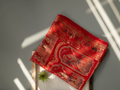 Anasuya - Red Pure Silk Swarnachari Saree