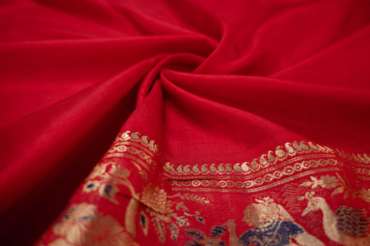 Anasuya - Red Pure Silk Swarnachari Saree