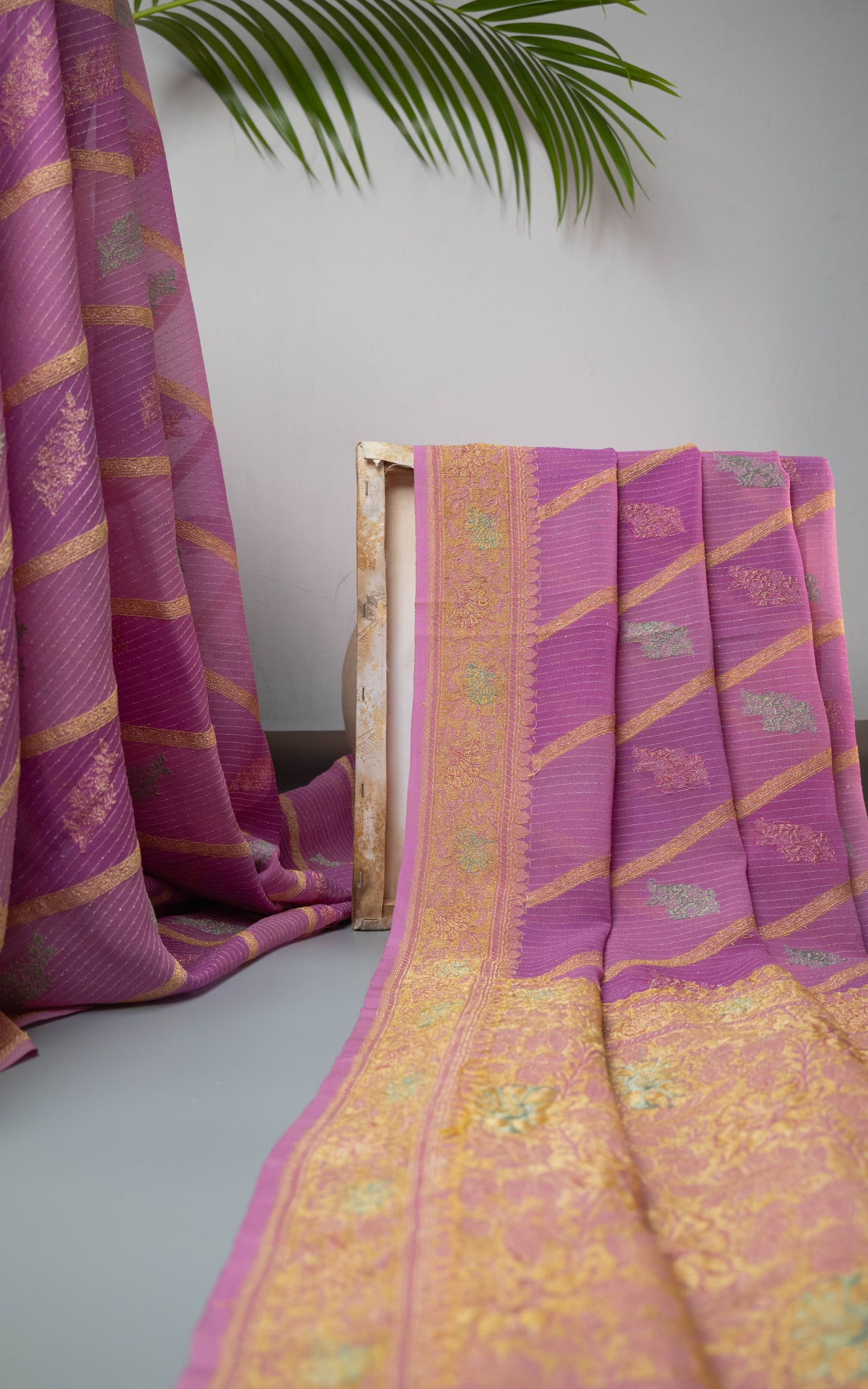 Dakshayani - Periwinkle Pink Khaddi Georgette Banarasee Saree