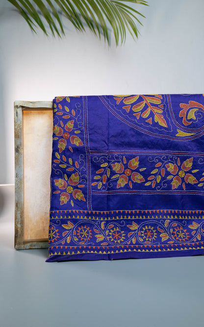 Tiasha - Pure Bangalore Silk Kantha Work Saree