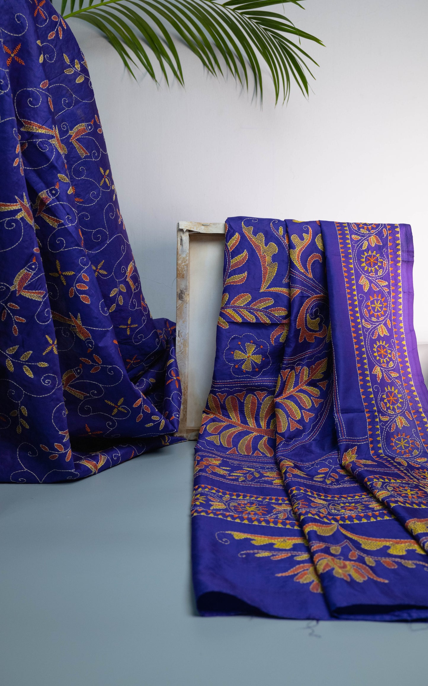 Tiasha - Pure Bangalore Silk Kantha Work Saree
