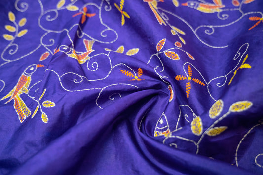 Tiasha - Pure Bangalore Silk Kantha Work Saree