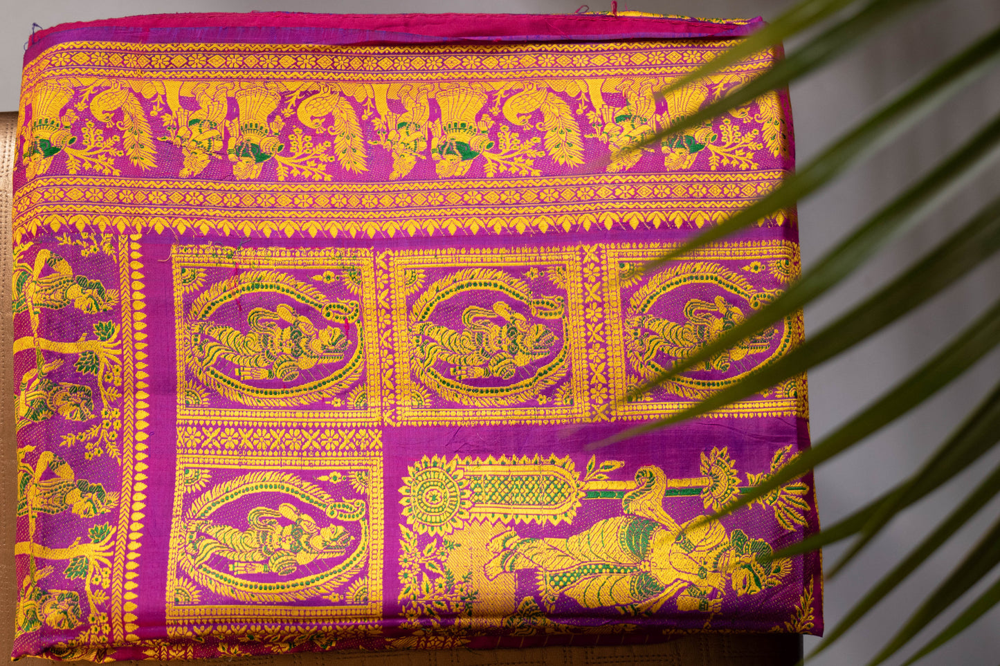 Charita - Purplish Pink Pure Silk Meenakari Baluchari Saree