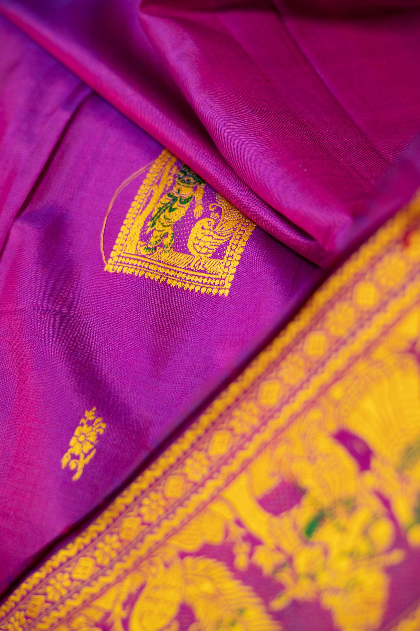 Charita - Purplish Pink Pure Silk Meenakari Baluchari Saree