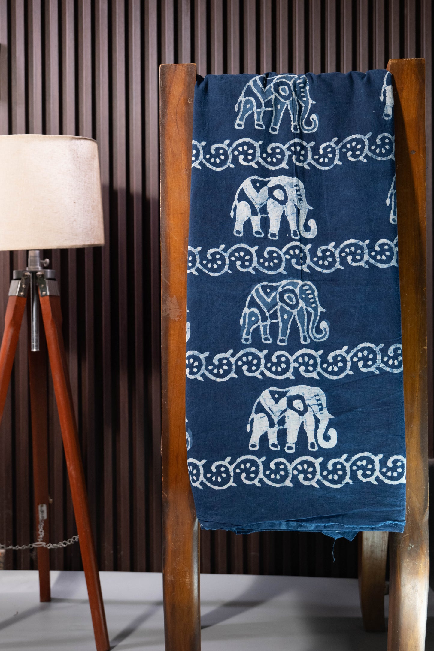 Sharada - Indigo Dabu Print Cotton Saree