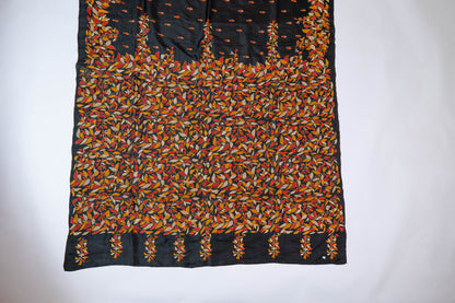 Amaltaas~ Midnight Blue Pure Bangalore Silk Saree with Reverse Kantha Hand Embroidery – A Contemporary Take on a Bengal Classic