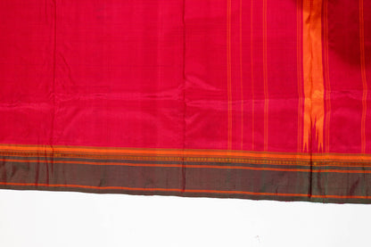 Gulasharfi~ Maroon Arani Silk Saree with Green Borders & Thazampoo Palla – A Jewel from Tamil Nadu’s Looms
