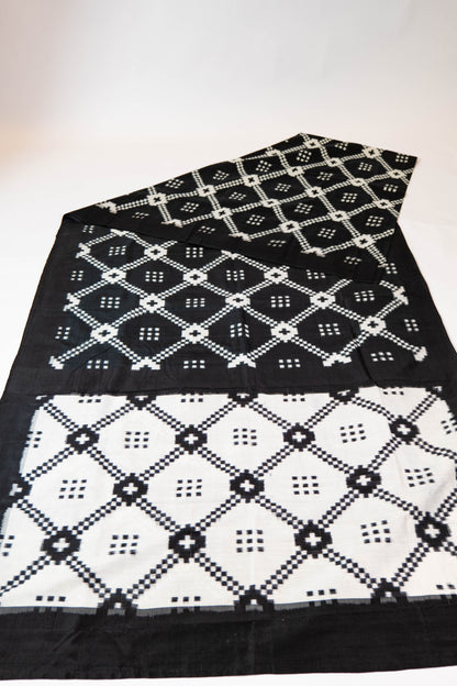 Mogra~ Double Ikat Pure Silk Telia Rumal Saree – A Rare Masterpiece from Telangana’s Looms