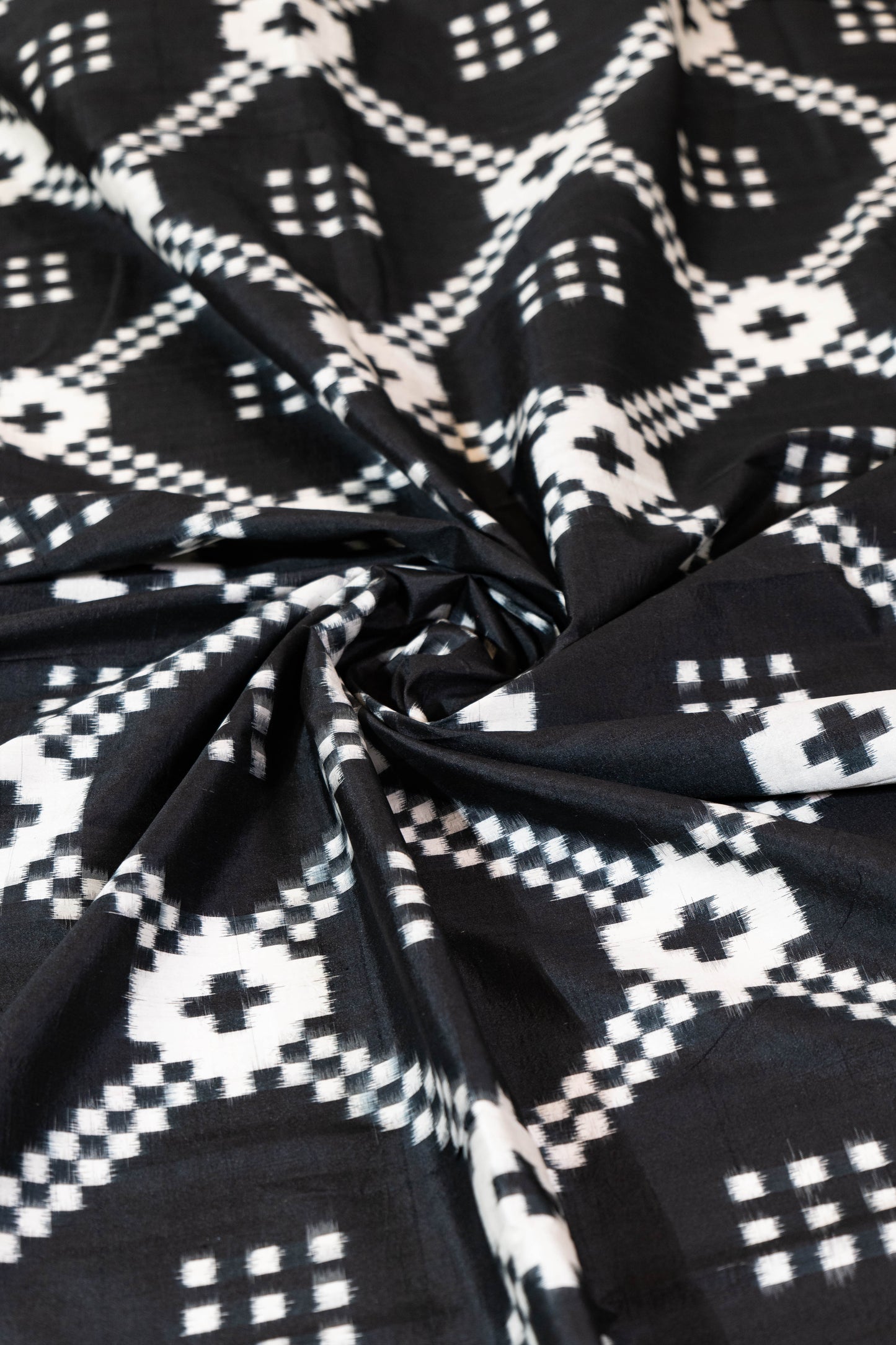 Mogra~ Double Ikat Pure Silk Telia Rumal Saree – A Rare Masterpiece from Telangana’s Looms