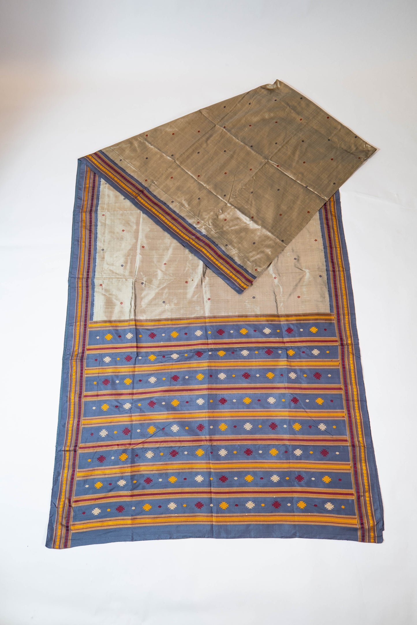 Guletura~ Steel Grey Pure Silk Saree with Elaborate Woven Palla – A Handloom Treasure from Odisha