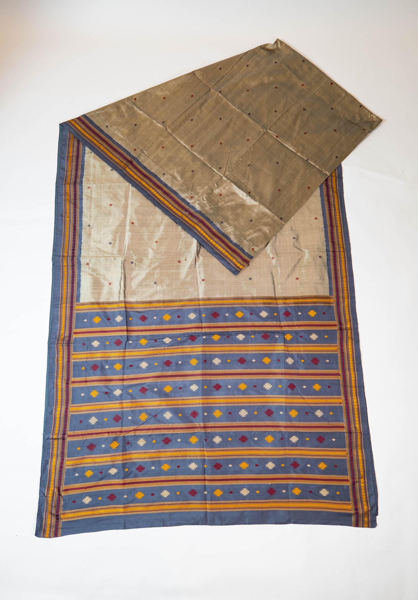 Guletura~ Steel Grey Pure Silk Saree with Elaborate Woven Palla – A Handloom Treasure from Odisha