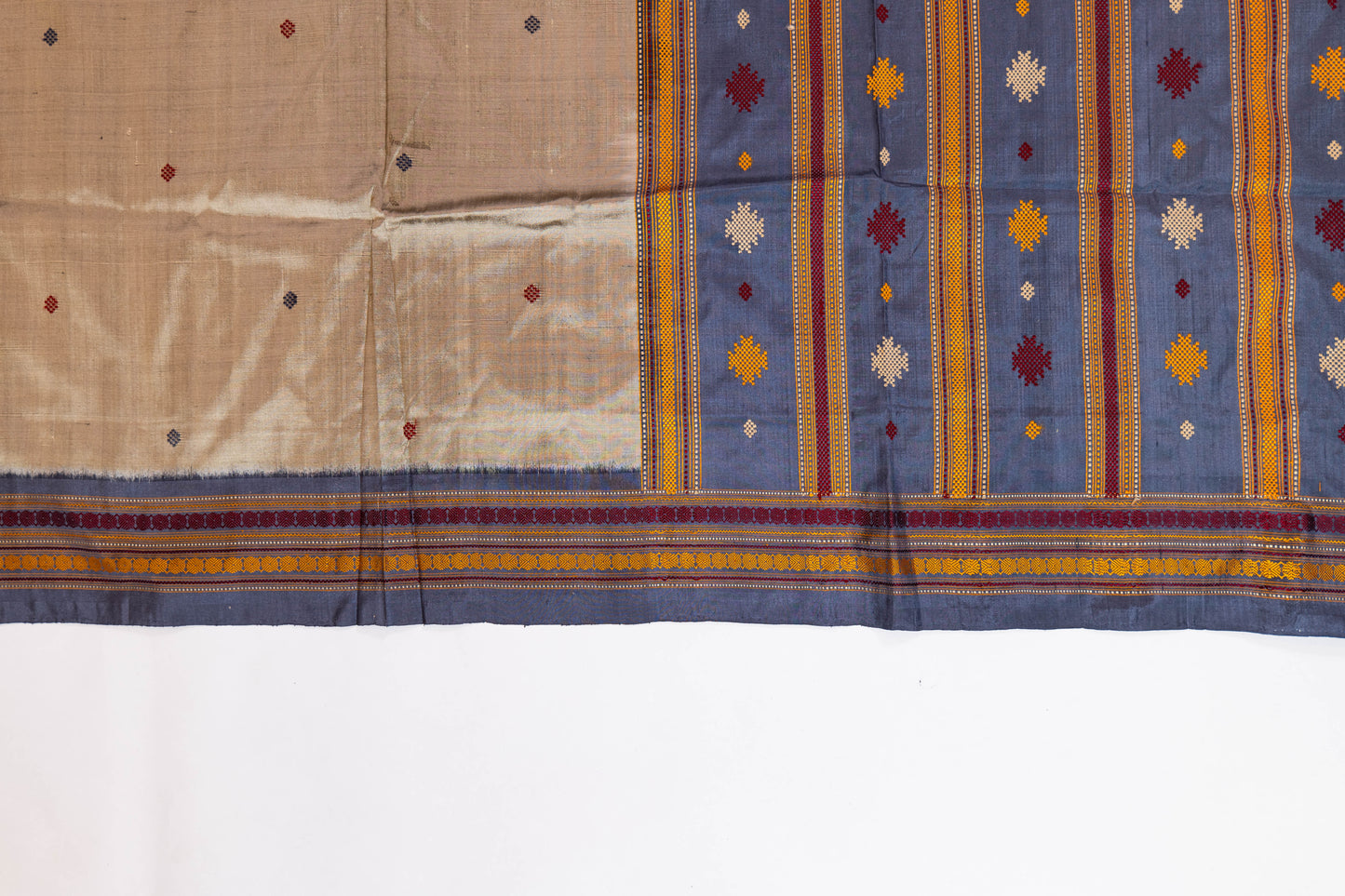 Guletura~ Steel Grey Pure Silk Saree with Elaborate Woven Palla – A Handloom Treasure from Odisha