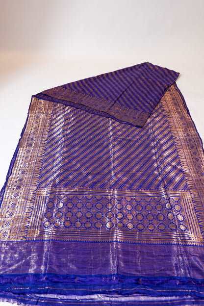 Kaaktundi~ Dark Purple Kora Organza Banarasi Saree – Sheer Elegance from Varanasi’s Looms