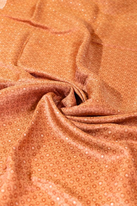 Surajmukhi~ Peach Tanchoi Banarasi Saree – Soft Elegance from Varanasi’s Looms