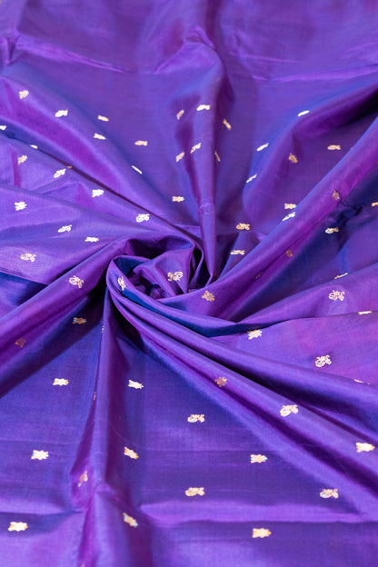 Laajwanti~ Dark Purple & Navy Blue Pure Silk Kanjivaram Saree – Royal Weave from Tamil Nadu