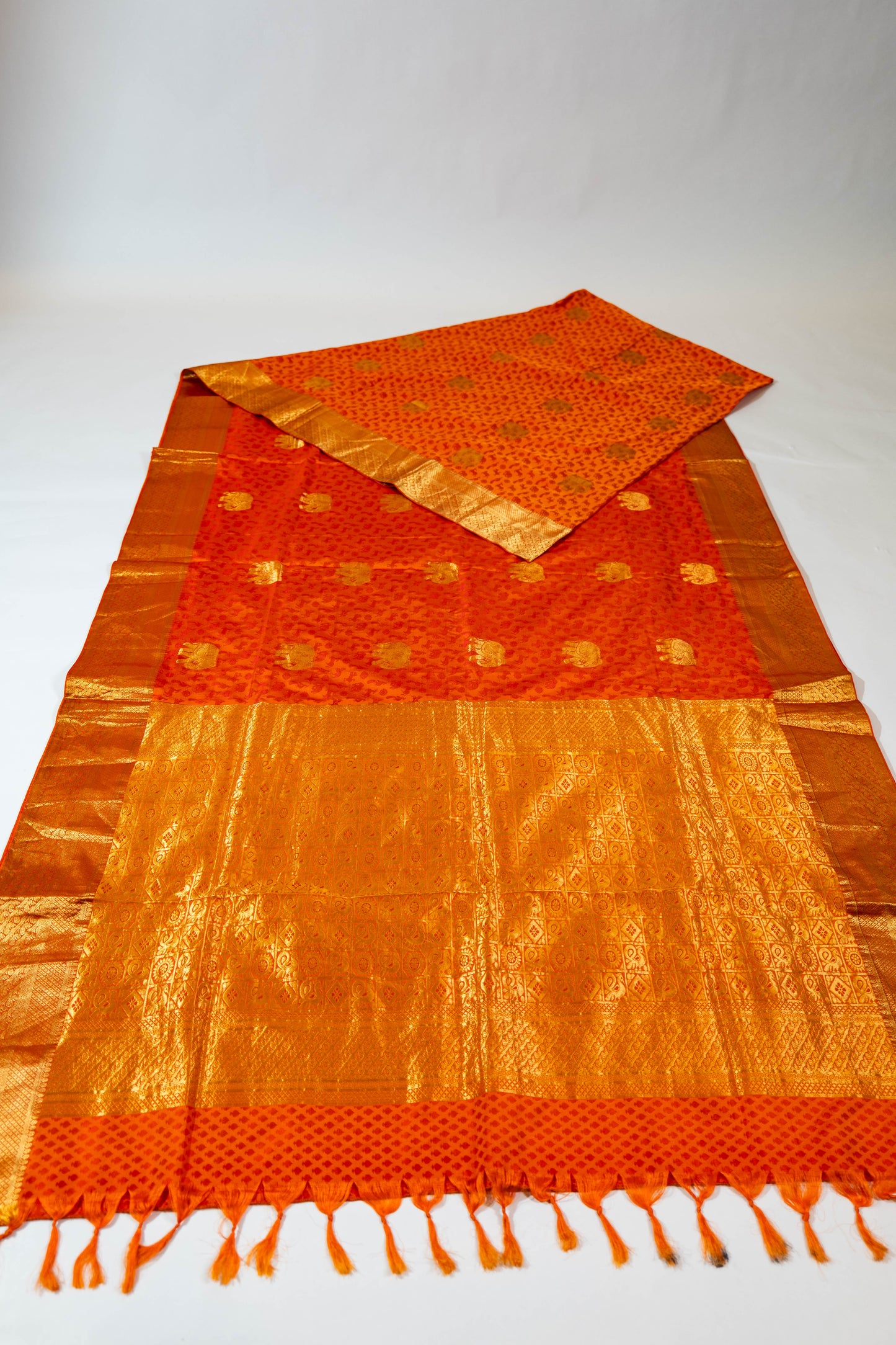 Gulmohar~ Pure Silk Vanasingaram Kanjivaram Saree – Animal Motif Weave from Tamil Nad