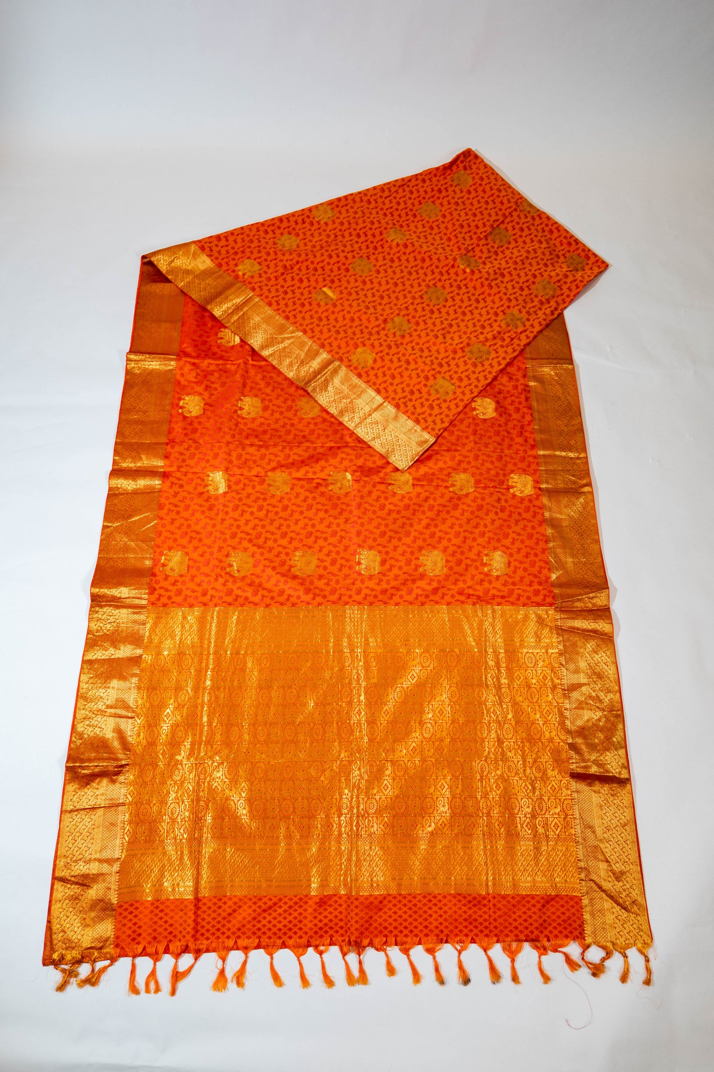 Gulmohar~ Pure Silk Vanasingaram Kanjivaram Saree – Animal Motif Weave from Tamil Nad