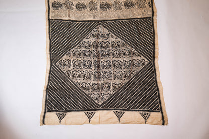 Gulbahar~ Pure Tussar Silk Saree with Monotone Thread Kantha Embroidery – Handcrafted Elegance from Bengal