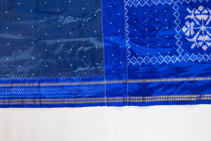 Nelkamal~ Pure Silk Single Ikkat Saree in Steel Grey with Ultramarine Blue – A Contemporary Classic