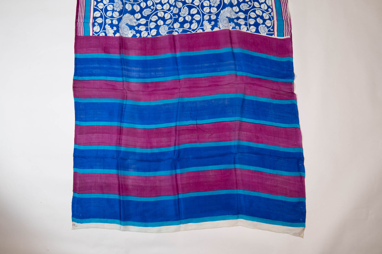 Neelphool~ Kalamkari Block Printed Pure Tussar Silk Saree – Artisanal Elegance from India’s Craft Heritage