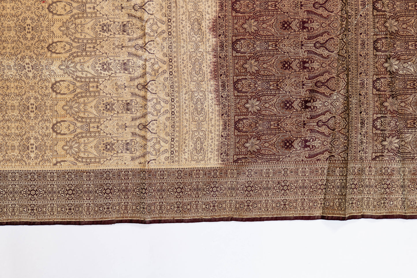 Zarool~ Pure Silk Himroo Saree in Cream & Brown – A Legacy Weave from Aurangabad