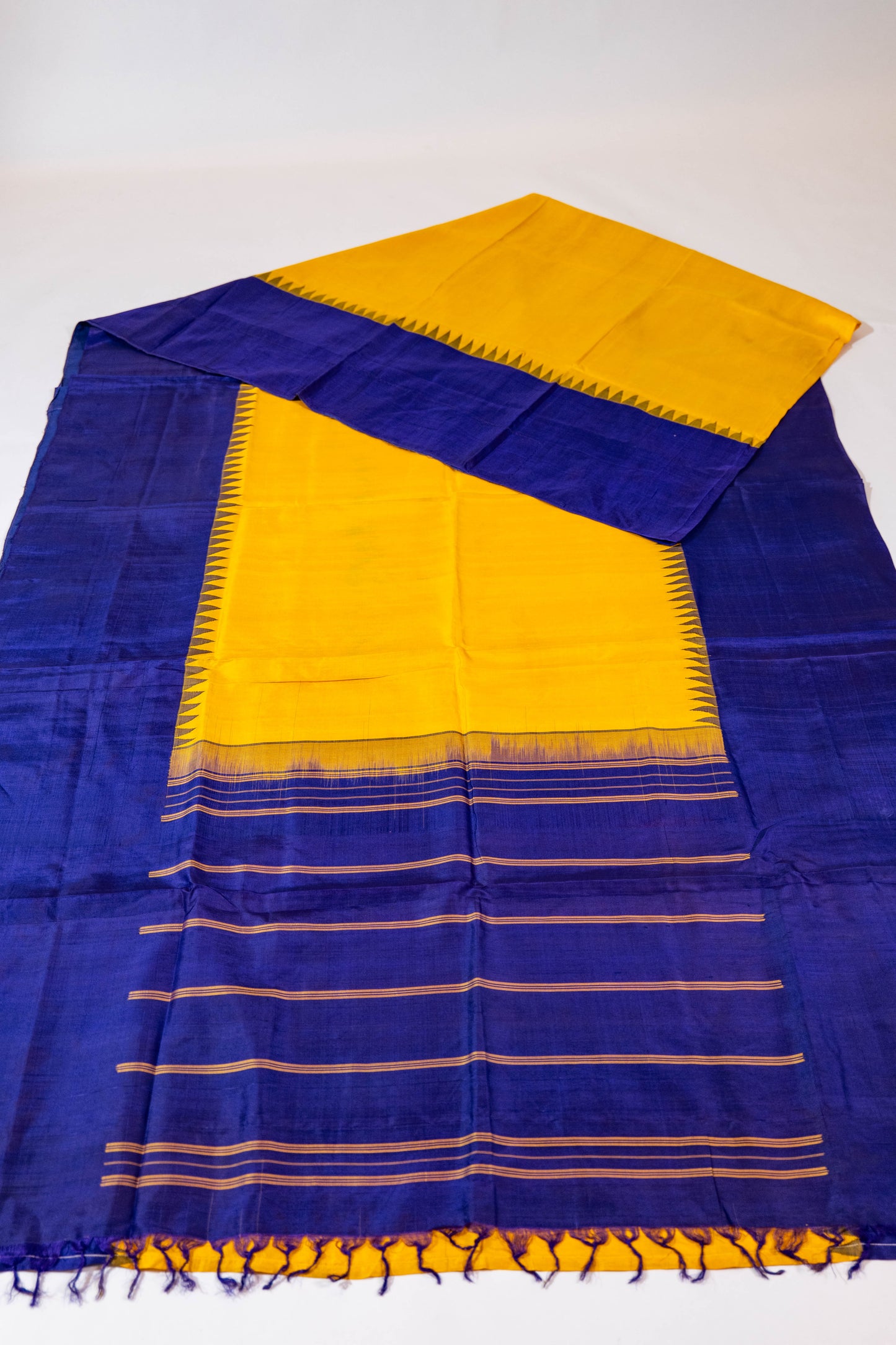 Gulkhaira~ Zero Zari Kanjivaram Pure Silk Saree in Yellow & Purple – Subtle Luxury from Tamil Nadu