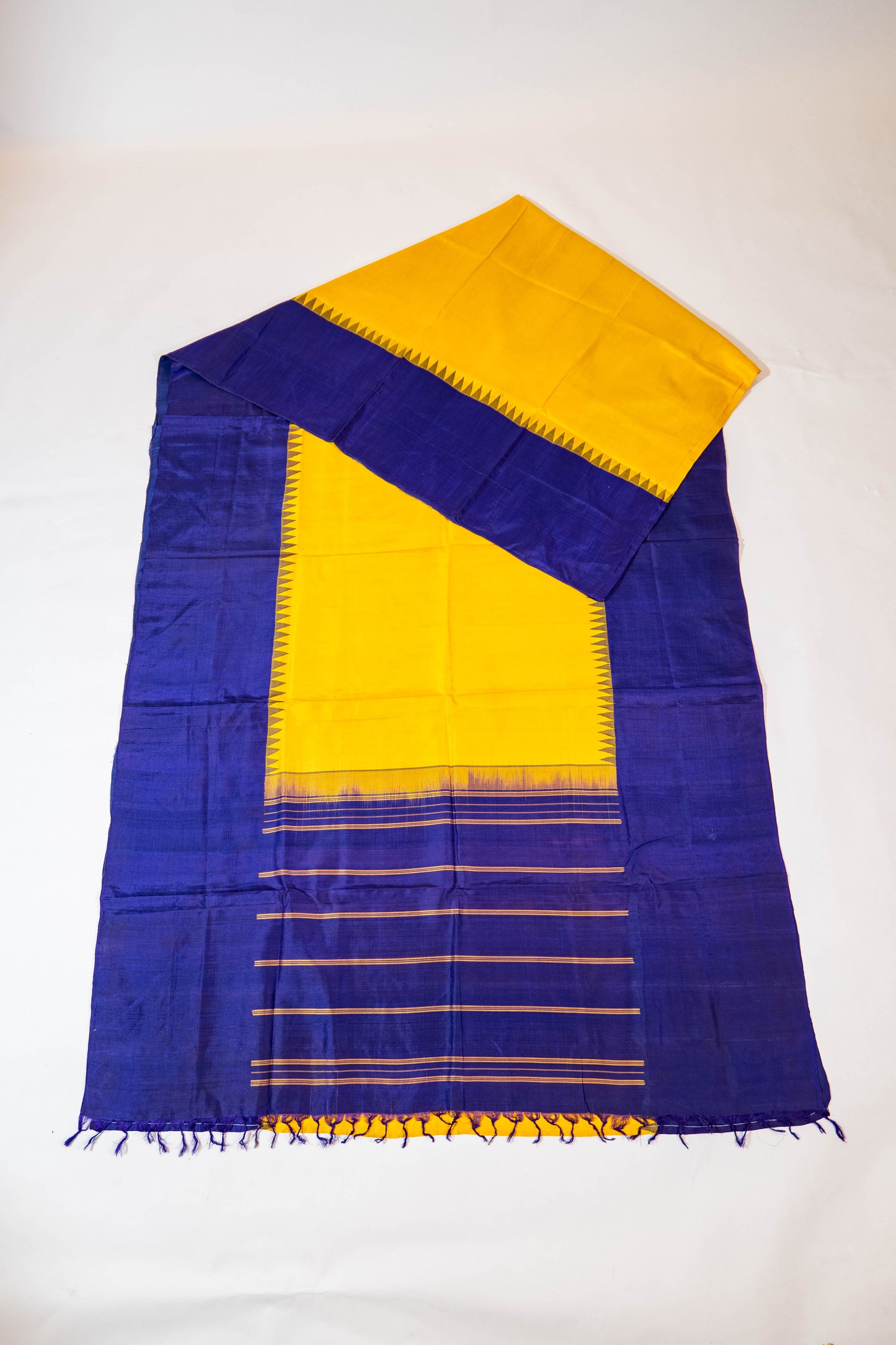 Gulkhaira~ Zero Zari Kanjivaram Pure Silk Saree in Yellow & Purple – Subtle Luxury from Tamil Nadu