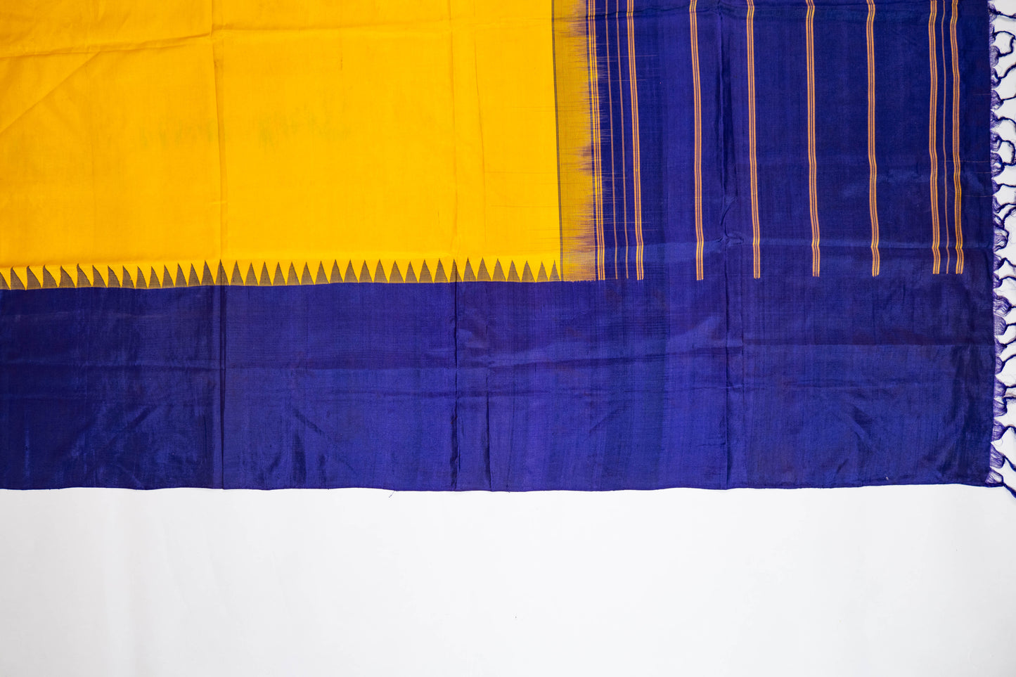 Gulkhaira~ Zero Zari Kanjivaram Pure Silk Saree in Yellow & Purple – Subtle Luxury from Tamil Nadu