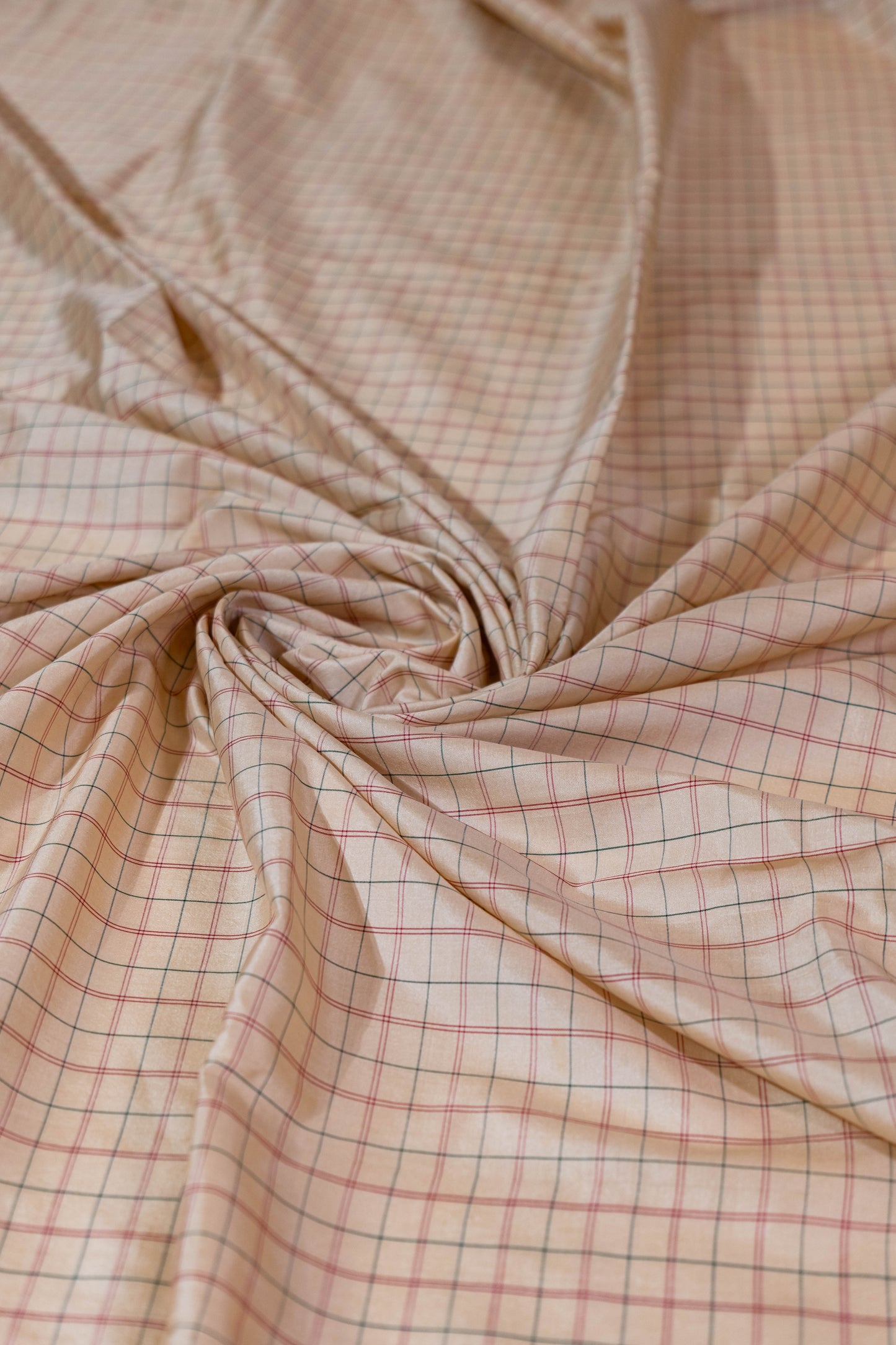 Kaamini~ Arani Silk Saree in Off-White with Maroon Checks & Thazampoo Palla – A South Indian Classic