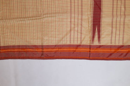 Kaamini~ Arani Silk Saree in Off-White with Maroon Checks & Thazampoo Palla – A South Indian Classic
