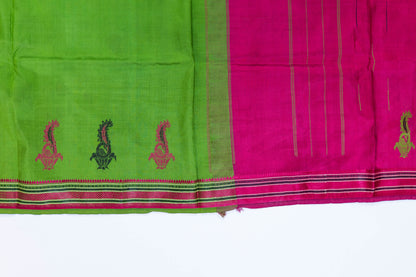 Aabha~ Sap Green & Arakku Zero Zari Korvai Kanjivaram Saree