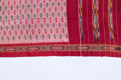 Aarya~ Peach & Roli Red Pochampally Pure Silk Saree