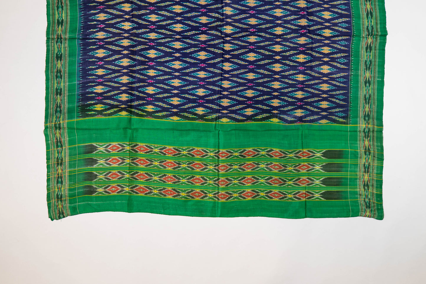 Kaveri~ Navy Blue & Green Pochampally Pure Silk Saree