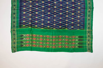 Kaveri~ Navy Blue & Green Pochampally Pure Silk Saree
