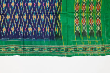 Kaveri~ Navy Blue & Green Pochampally Pure Silk Saree