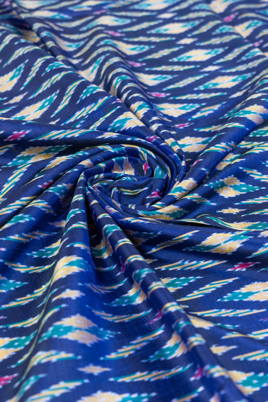 Kaveri~ Navy Blue & Green Pochampally Pure Silk Saree